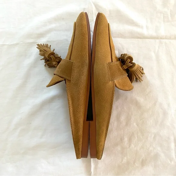 Zara Suede Tan/Brown Loafer Mules Women’s EU 39 Slip-On Flats Tassel - Picture 8 of 11